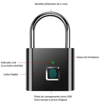Cadeado Inteligente com Impressão Digital