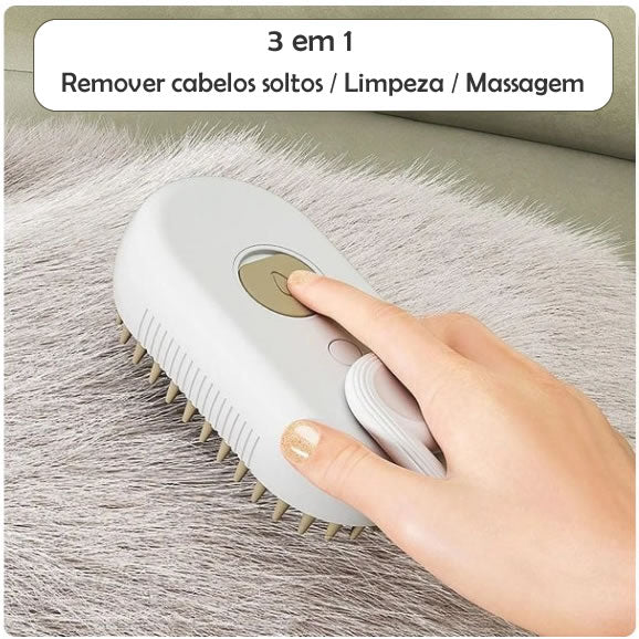 Escova 3 em 1 Massageadora a Vapor para Pets