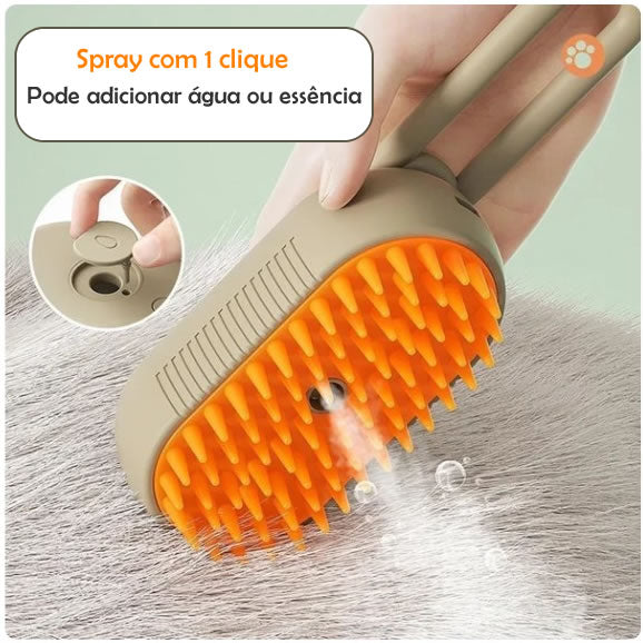 Escova 3 em 1 Massageadora a Vapor para Pets