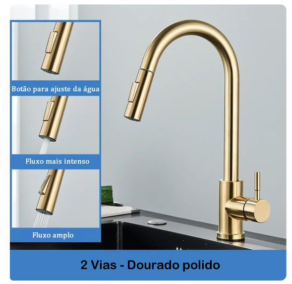Torneira de Cozinha Quyanre Dourada