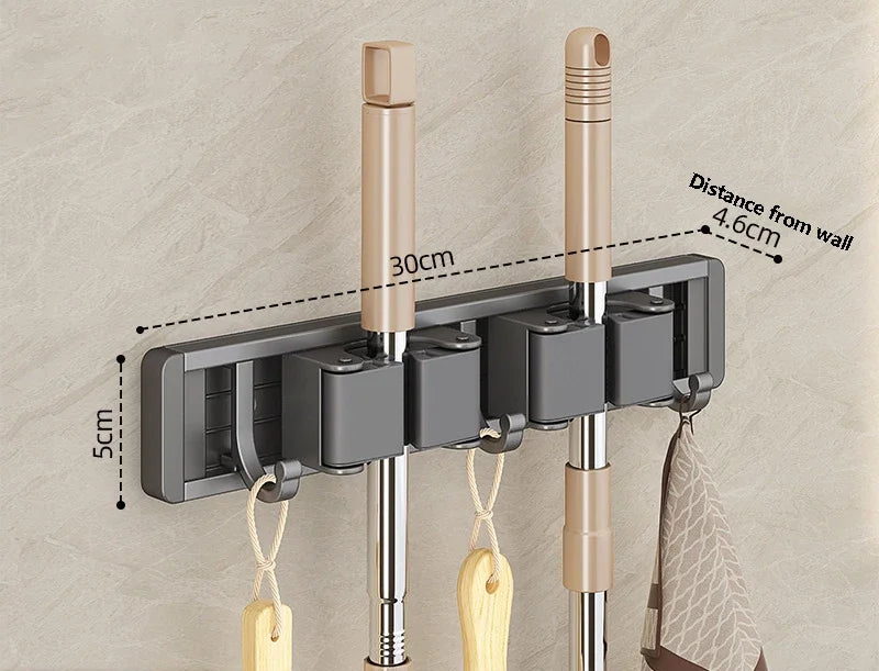Suporte com 5 Ganchos para Pendurar Utensílios de Limpeza