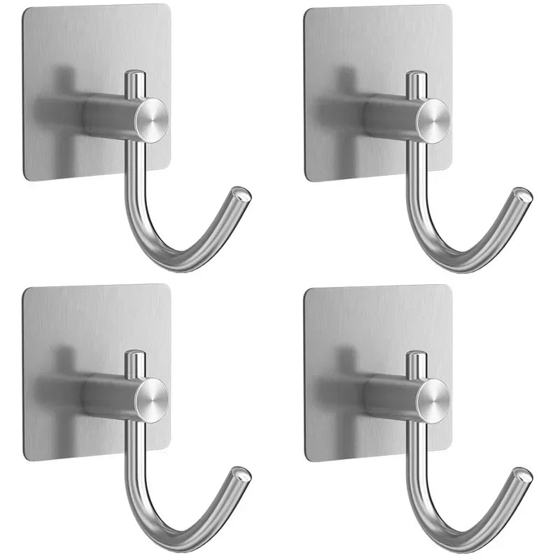 Kit 4 Ganchos de Aço Inoxidável Adesivos